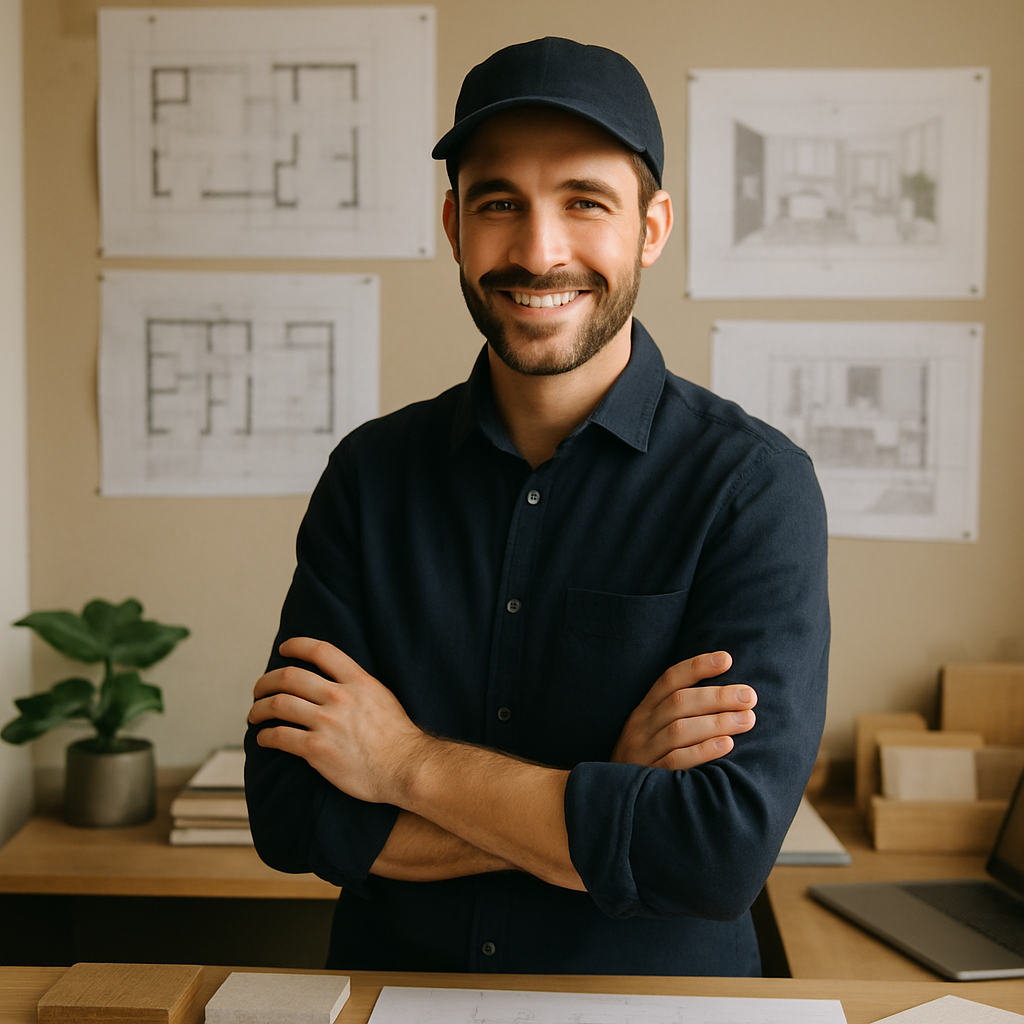 Portrait d'un architecte décorateur intérieur en milieu professionnel