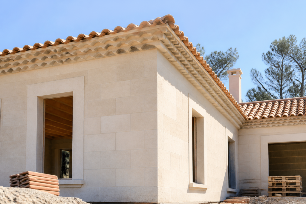 Génoise de toiture traditionnelle sur maison française