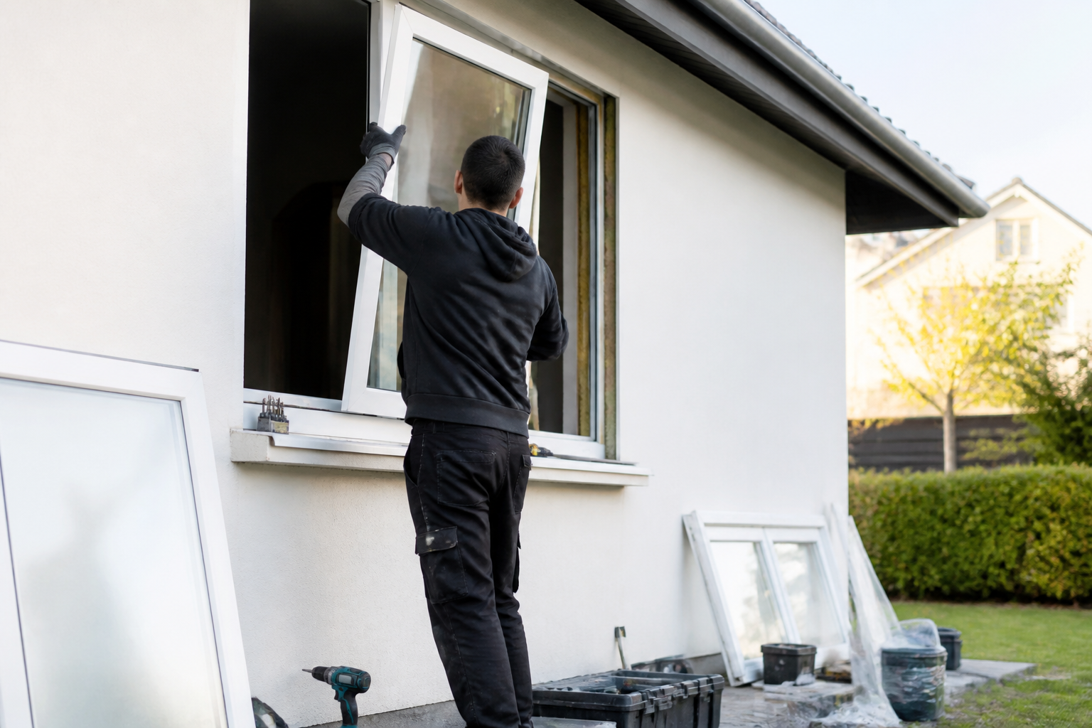 Installation professionnelle d'une fenêtre double vitrage par un artisan RGE