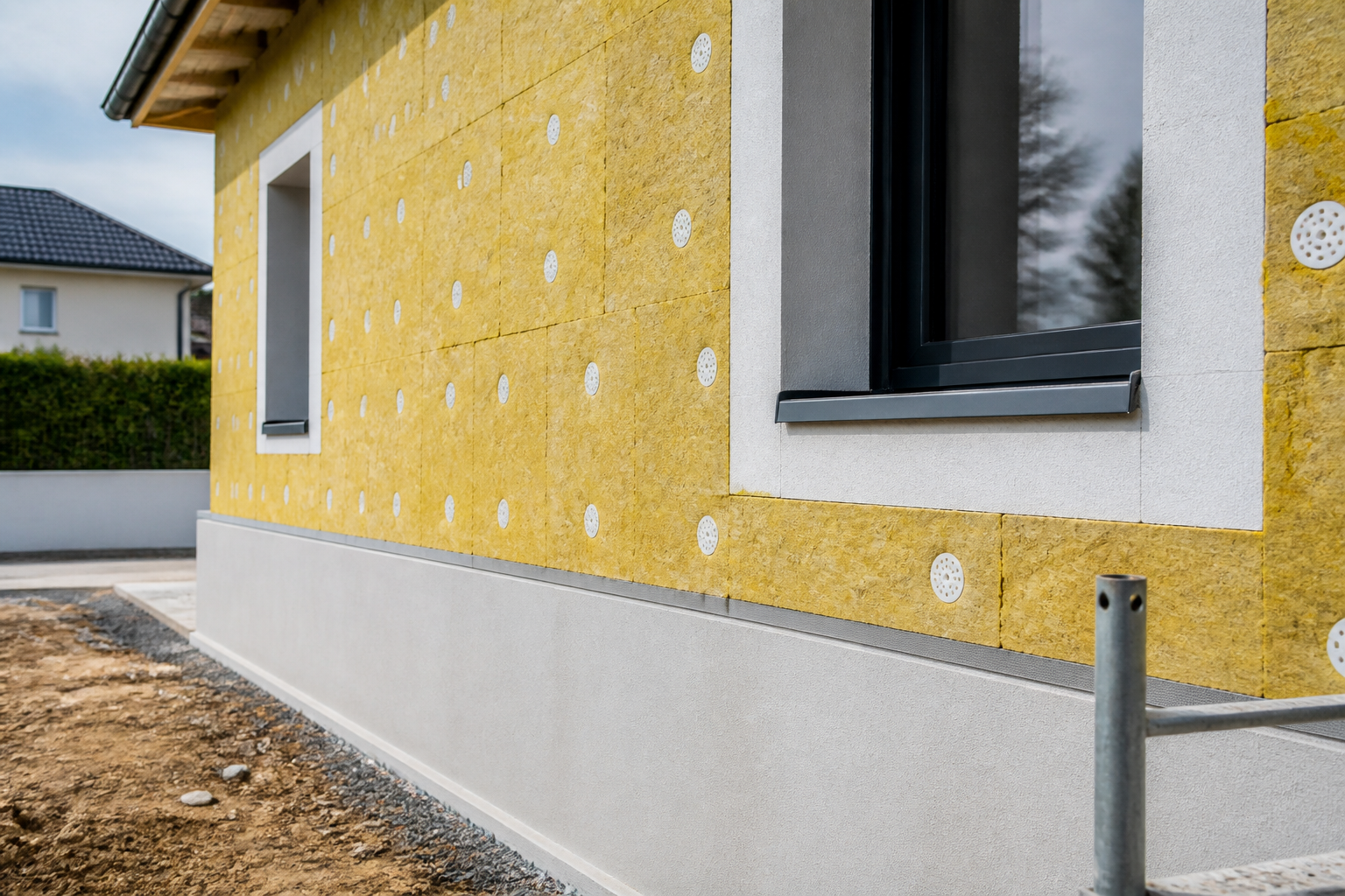 Détail d'un mur isolé par l'extérieur