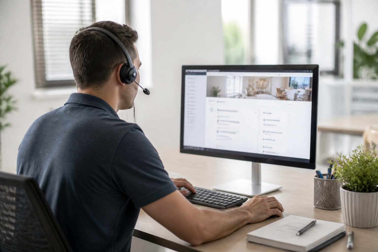 Conseiller Travaux.com assistant un client par téléphone