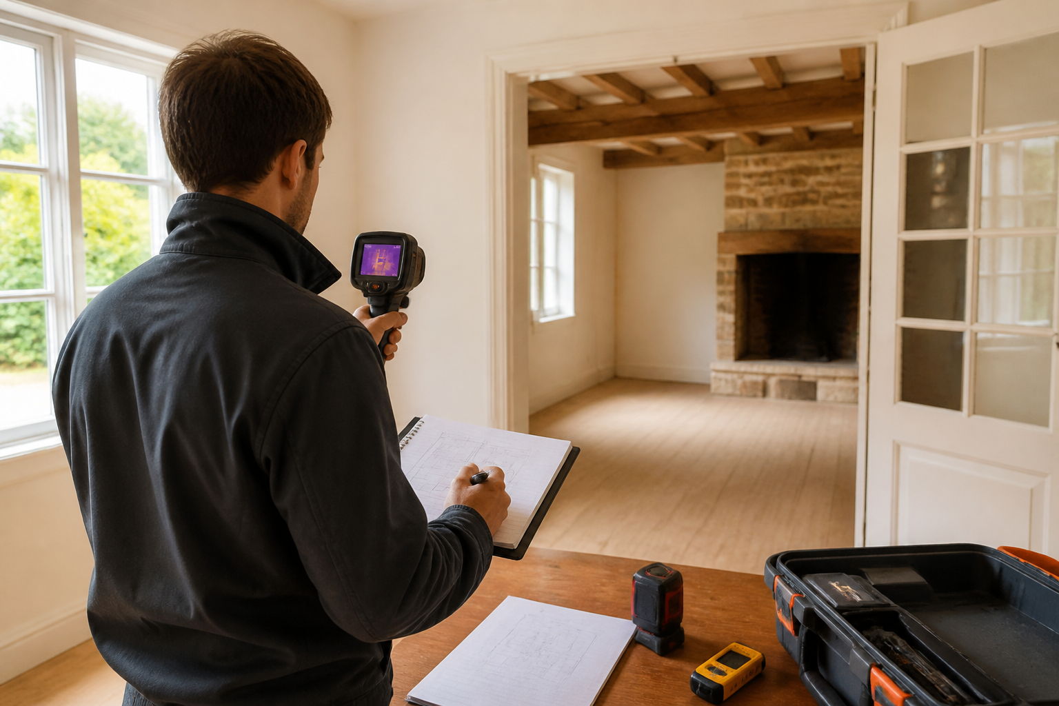 Audit énergétique effectué par un professionnel RGE dans une maison