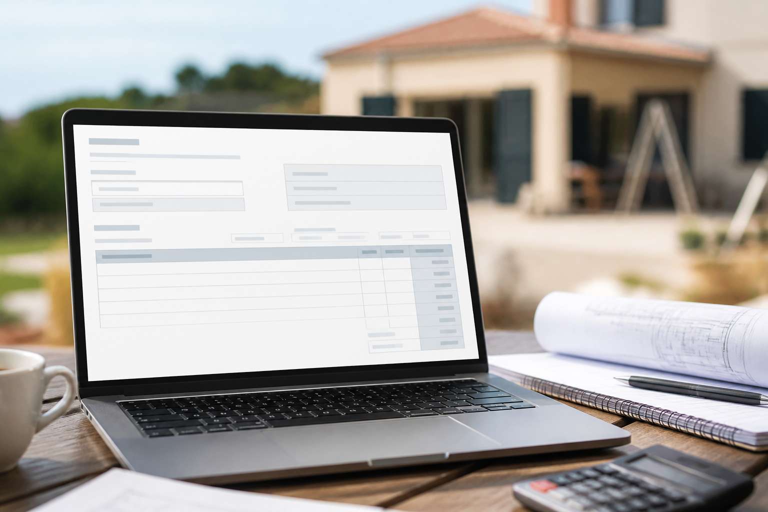 Création d’un devis travaux en ligne sur ordinateur portable