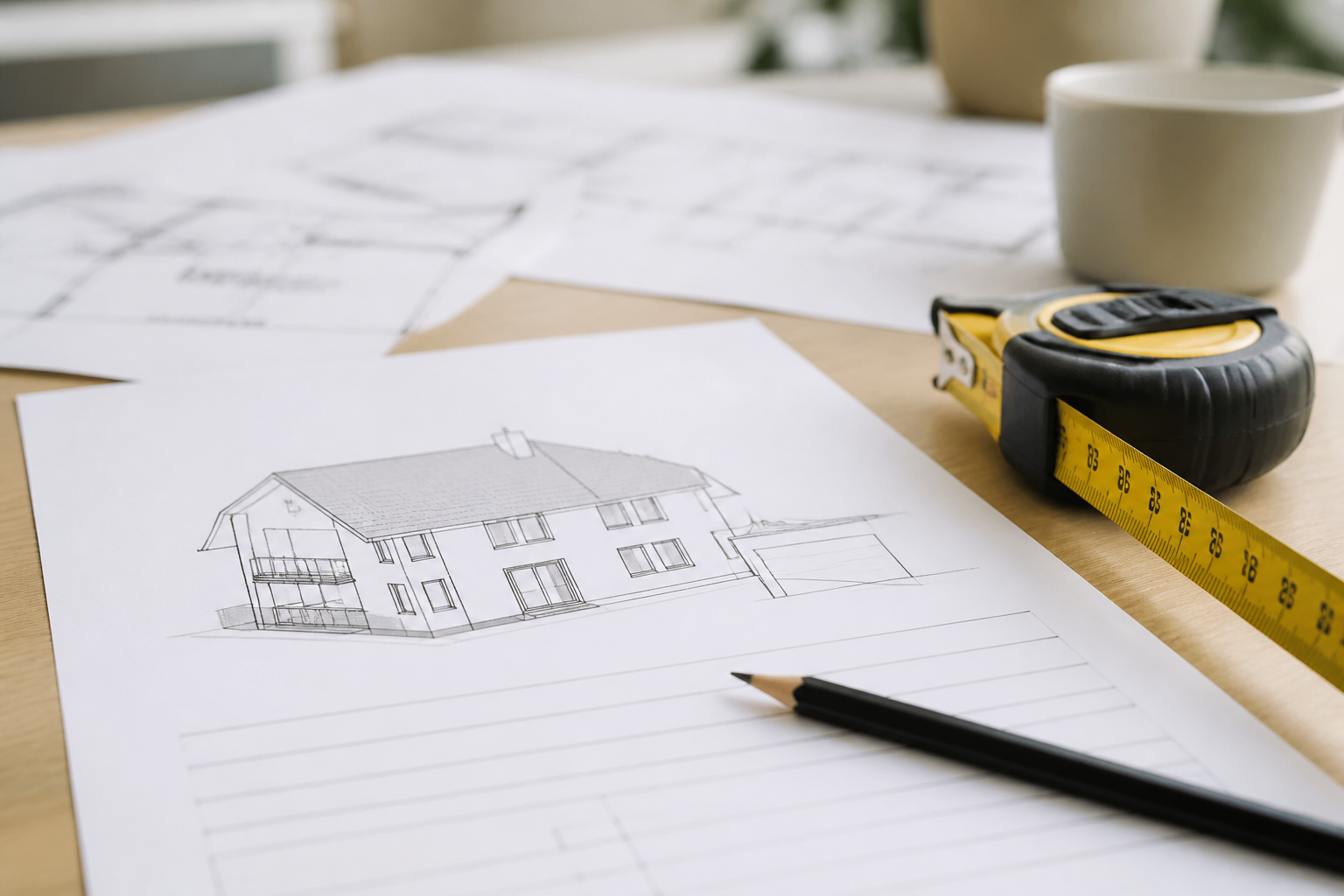 Consultation d'un permis de construire imprimé sur table