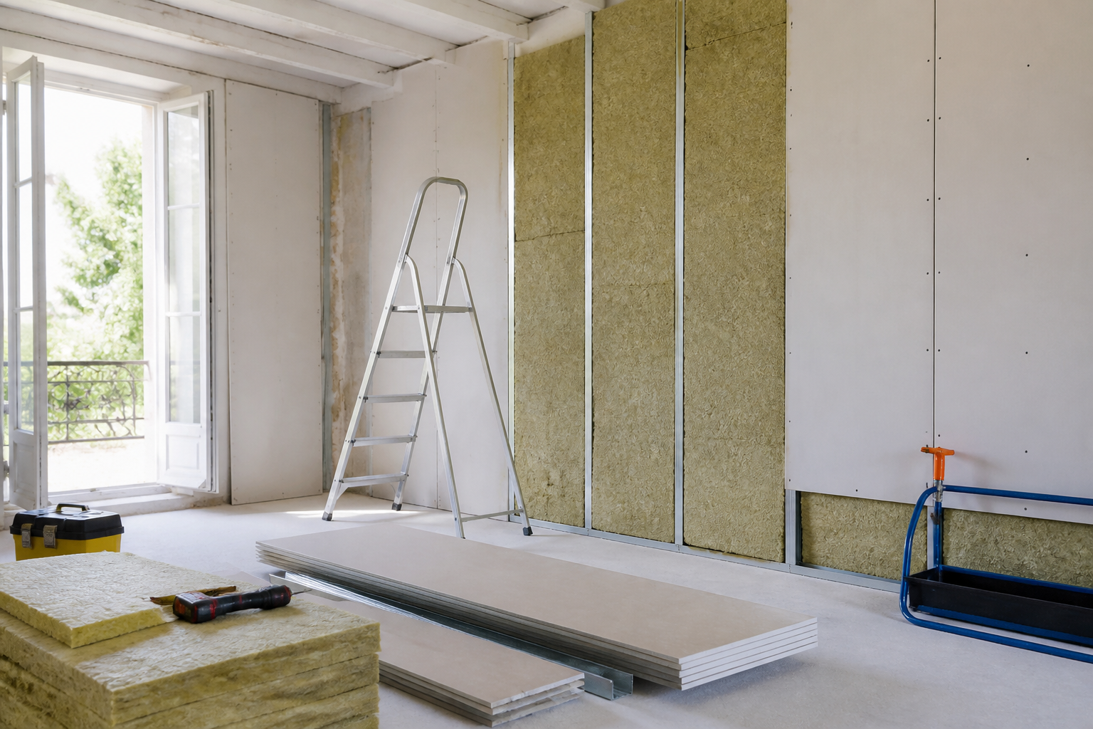 Travaux d'isolation thermique dans une maison en rénovation