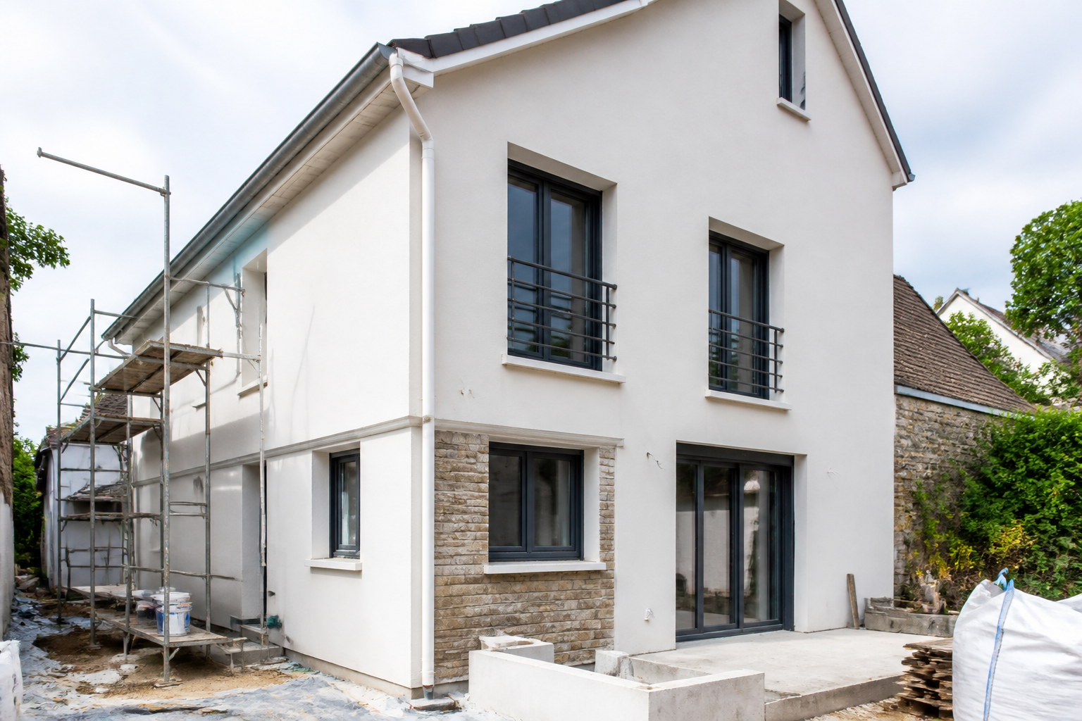 Façade rénovée avec fenêtres neuves