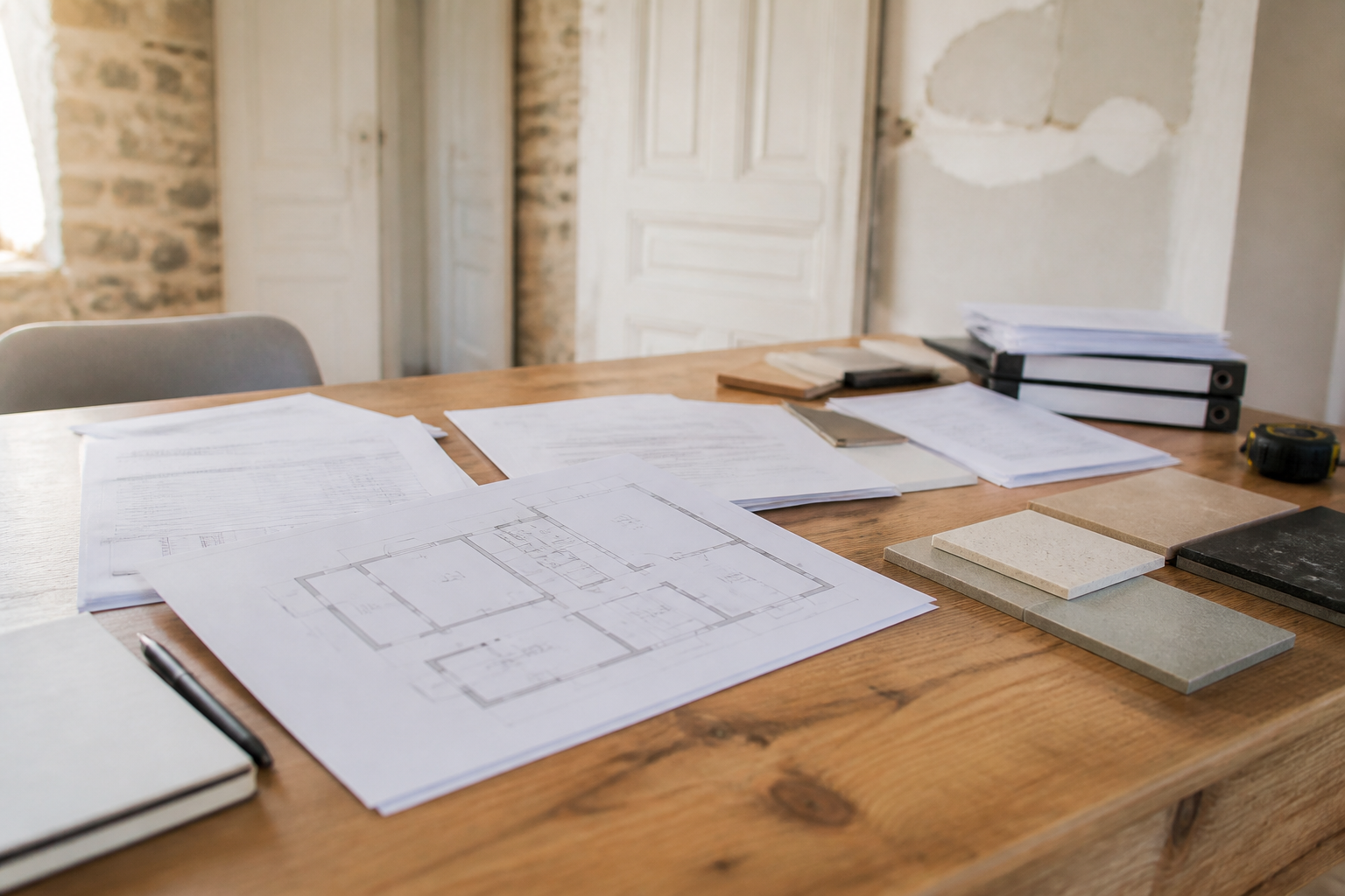 Documents de devis et plans pour rénovation maison ancienne