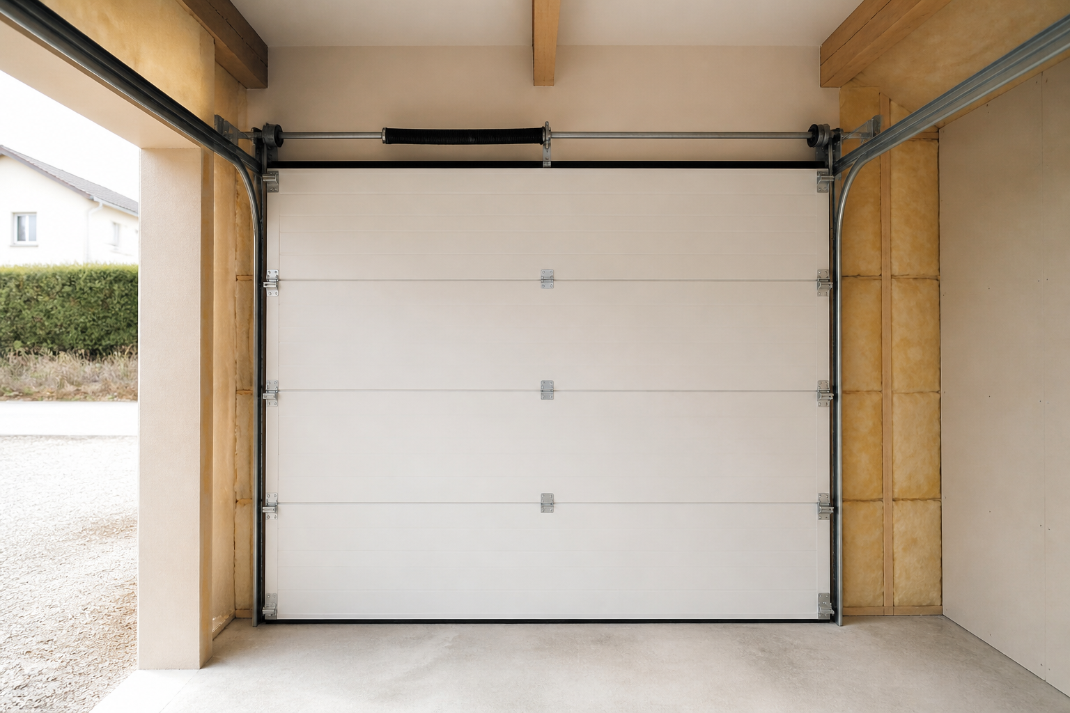 Porte de garage isolée dans une maison française