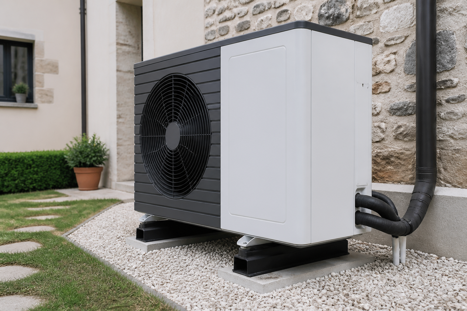 Installation pompe à chaleur géothermique dans une maison rénovée en France