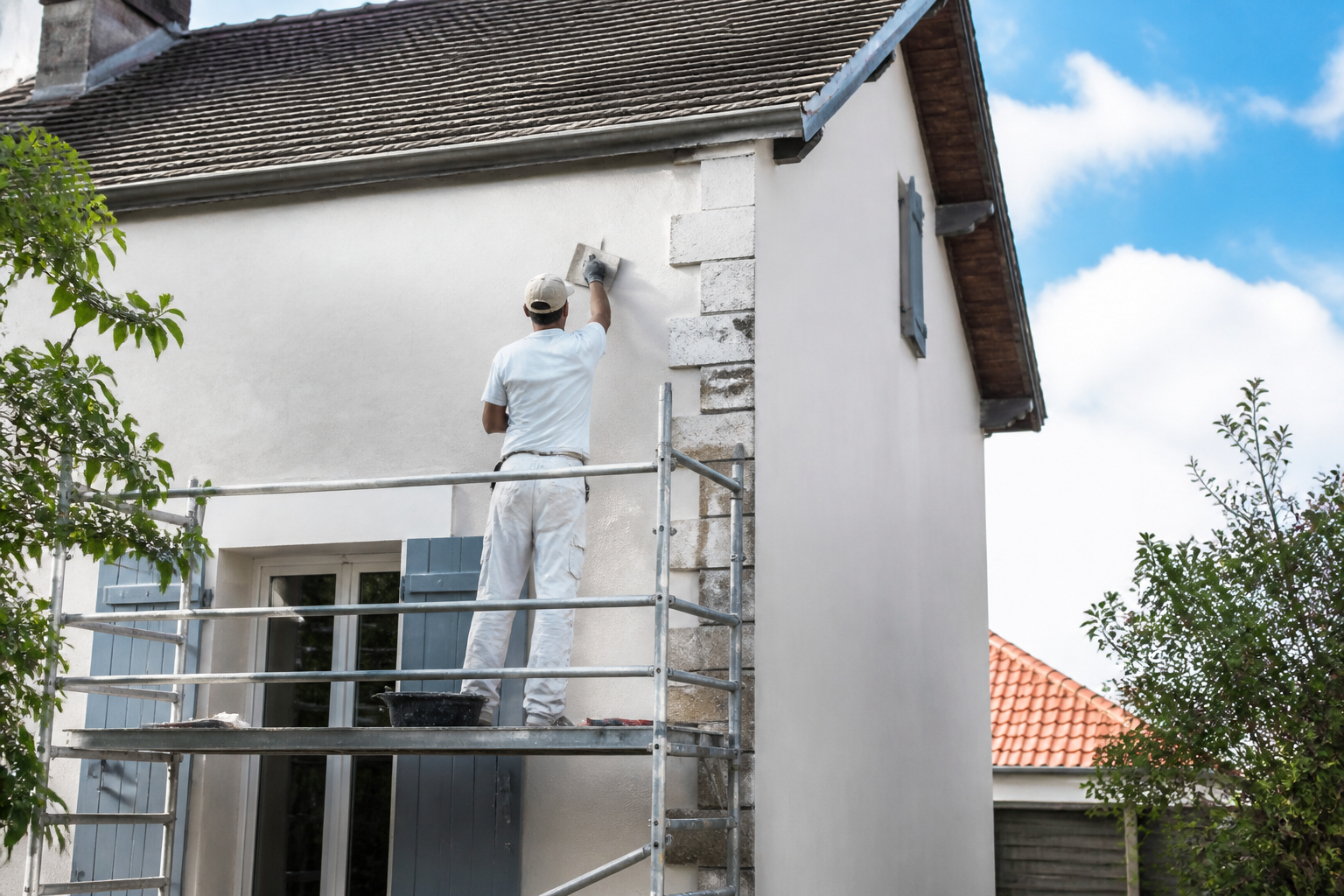 Rénovation de la façade extérieure d'une maison traditionnelle