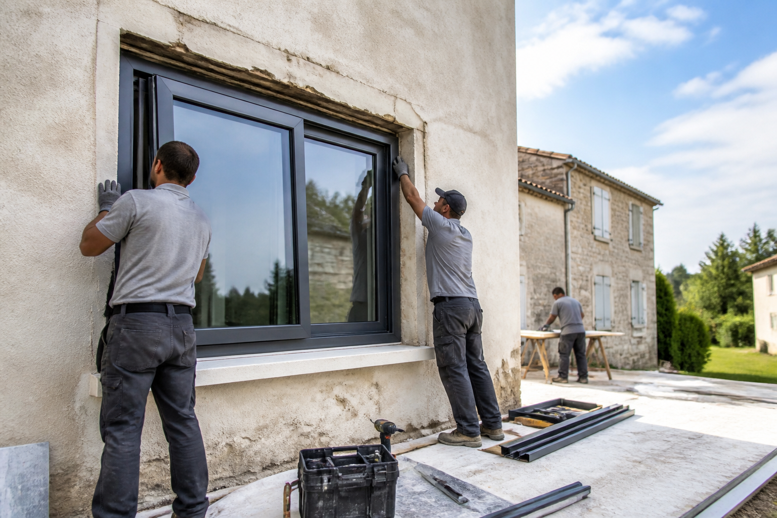 Pose professionnelle de fenêtre double vitrage par artisans