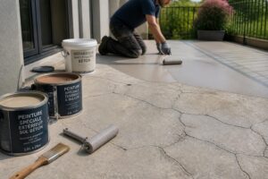 Comment choisir la bonne peinture pour une terrasse en béton fissurée